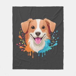 Porträt eines süßen Hundes mit fließenden Farben, Fleecedecke