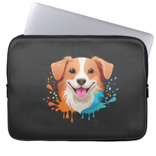 Porträt eines süßen Hundes mit fließenden Farben, Laptopschutzhülle