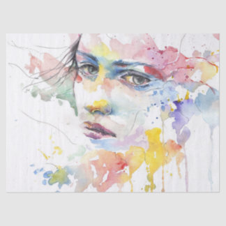 Porträt eines Watercolor-Gemäldes für Frauen Seidenpapier