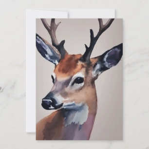 Porträt eines wilden Hirsches, Aquarellmalerei, Hi Dankeskarte