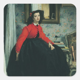 Porträt James Tissots   von Fräulein. L.L. 1864 Quadratischer Aufkleber