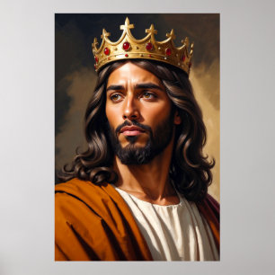 Porträt Jesu mit einer goldenen Krone Poster