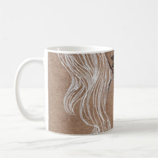 Porträt-Skizze: Junge Mädchen-Illustration Kaffeetasse