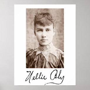 Porträt und Unterzeichnung von Nellie Bly Poster