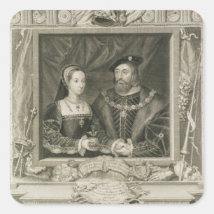 Porträt von (1496-1533) Königin Marys Frankreich Quadratischer Aufkleber