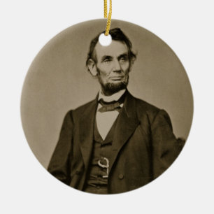 Porträt von Abraham Lincoln (1809-65) (b/w Foto) Keramik Ornament