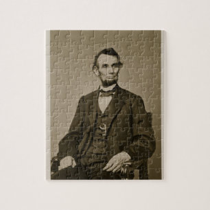 Porträt von Abraham Lincoln (1809-65) (b/w Foto) Puzzle
