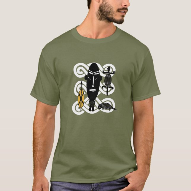 Porträt von abstrakten afrikanischen Kriegertieren T-Shirt (Vorderseite)