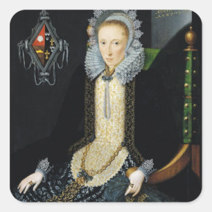 Porträt von Adriana van Nesse, 1611 Quadratischer Aufkleber