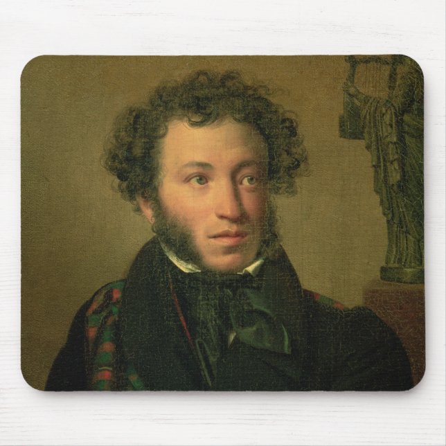 Porträt von Alexander Pushkin, 1827 Mousepad (Vorne)