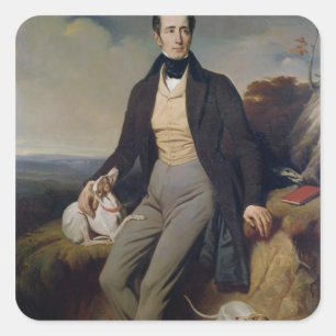 Porträt von Alphonse de Lamartine 1830 Quadratischer Aufkleber