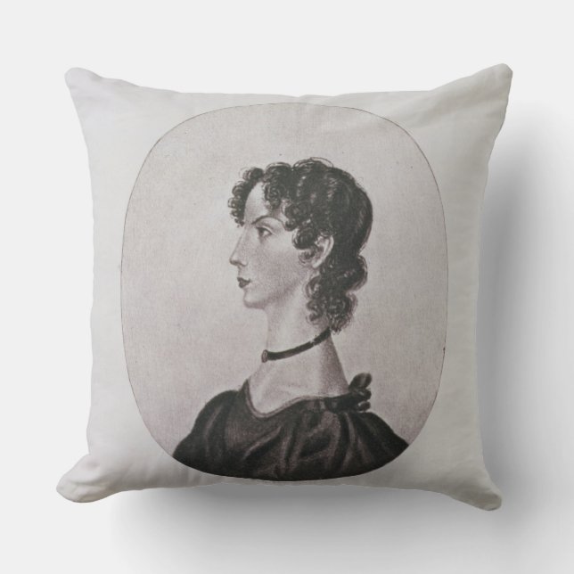 Porträt von Anne Bronte (1820-49) von einem Kissen (Vorderseite)