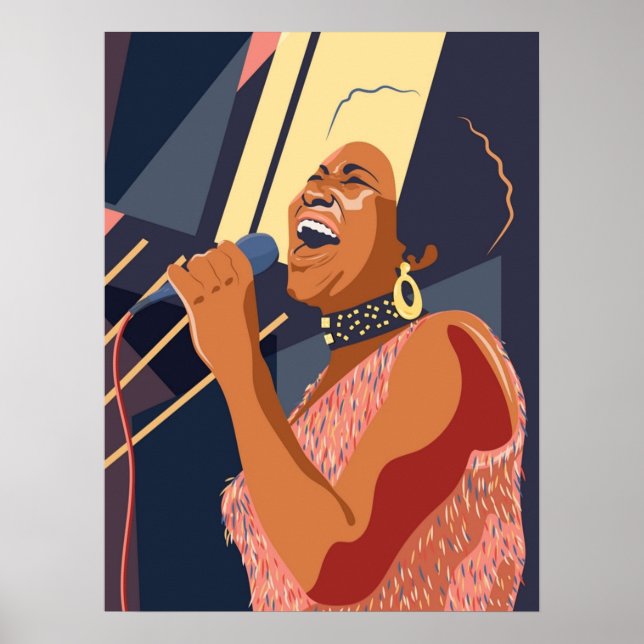 Porträt von Aretha Franklin Poster (Vorne)