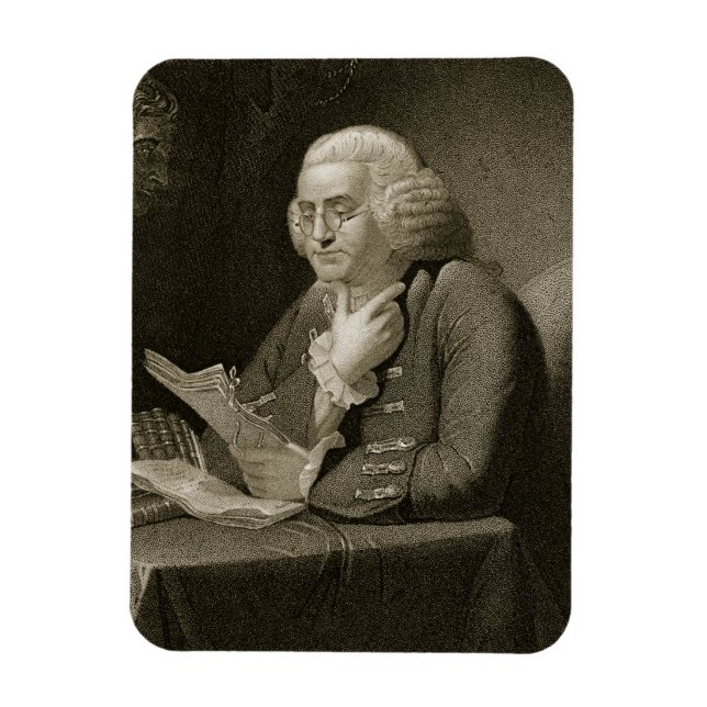 Porträt von Benjamin Franklin, graviert von Thomas Magnet (Vertikal)