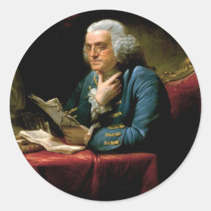 Porträt von Benjamin Franklin Runder Aufkleber