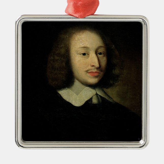 Porträt von Blaise Pascal Silbernes Ornament (Vorne)