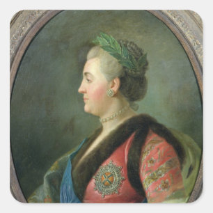Porträt von Catherine II von Russland Quadratischer Aufkleber