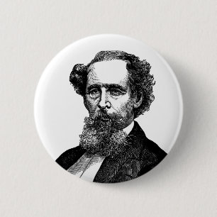 Porträt von Charles Dickens Button