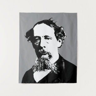 Porträt von Charles Dickens Wandteppich