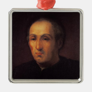 Porträt von Christoph Kolumbus Silbernes Ornament