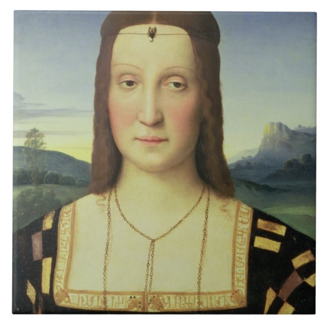 Porträt von Elizabeth Gonzaga, c.1504 (Öl auf Fliese (Vorderseite)