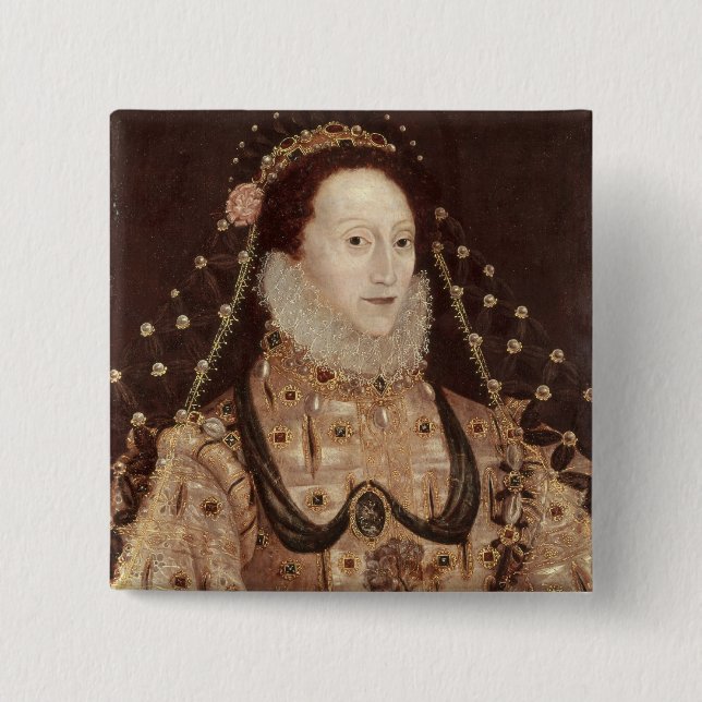 Porträt von Elizabeth I c.1575-80 Button (Vorderseite)