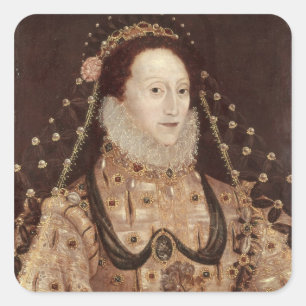 Porträt von Elizabeth I c.1575-80 Quadratischer Aufkleber