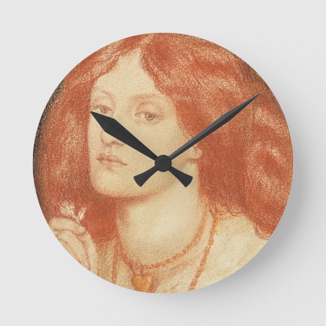 Porträt von Elizabeth Siddal (1834-62), 1860 (Rot Runde Wanduhr (Vorderseite)