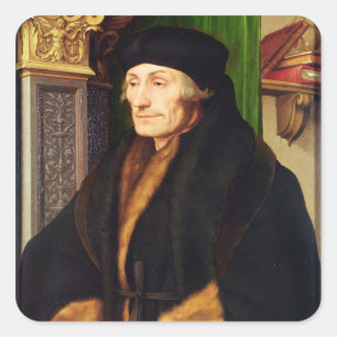 Porträt von Erasmus, 1523 Quadratischer Aufkleber