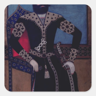 Porträt von Fath-Ali, Shah vom Iran, Quadratischer Aufkleber