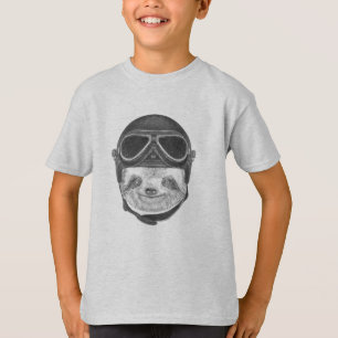 Porträt von Faultier   Vintage-Helm T-Shirt