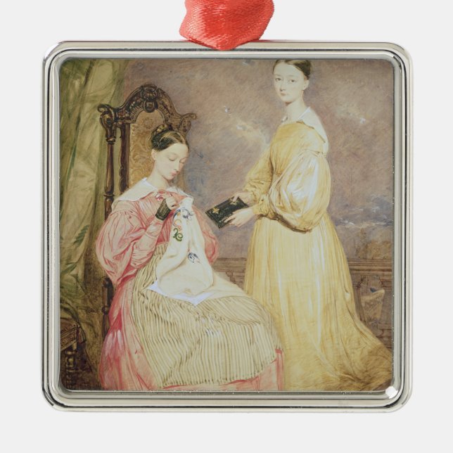 Porträt von Florence Nightingale und von ihr Silbernes Ornament (Vorne)
