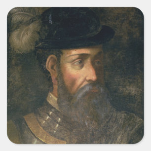 Porträt von Francisco Pizarro (c.1478-1541) Spani Quadratischer Aufkleber