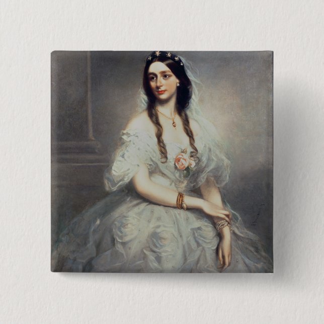 Porträt von Frau C.W.Stoughton (d.1907), Drei-Quar Button (Vorderseite)