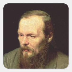 Porträt von Fyodor Dostoyevsky 1872 Quadratischer Aufkleber