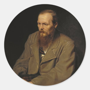 Porträt von Fyodor Dostoyevsky durch Vasily Perov Runder Aufkleber