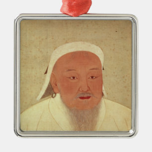Porträt von Genghis Khan, Mongole Khan Silbernes Ornament