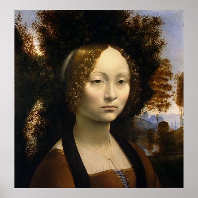 Porträt von Ginevra de Benci von Leonardo da Vinci Poster (Vorne)