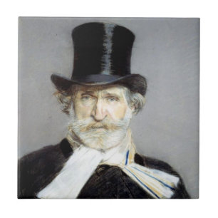 Porträt von Giuseppe Verdi, italienischer Opernkom Fliese