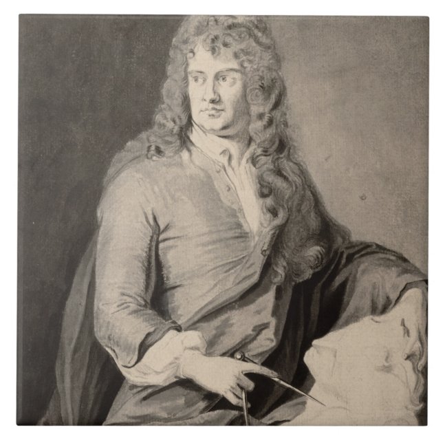 Porträt von Grinling Gibbons (1648-1721) (w/c auf Fliese (Vorderseite)