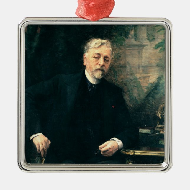 Porträt von Gustave Eiffel 1905 Silbernes Ornament (Vorne)
