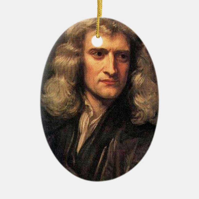 Porträt von Isaac Newton (1642-1727) Keramikornament (Vorne)