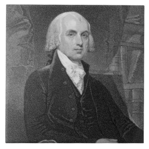 Porträt von James Madison, graviert von William A Fliese