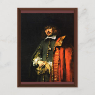 Porträt von Jan Six von Rembrandt Harmensz. Van Postkarte