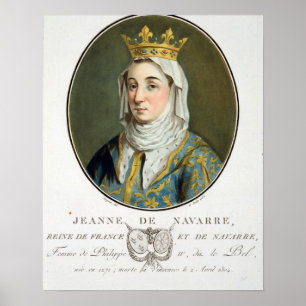 Porträt von Jeanne De Navarra (1271-1304), 1788 (c Poster