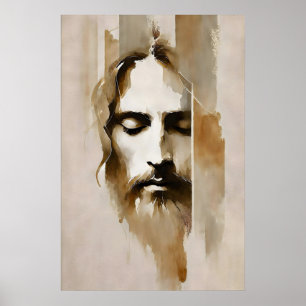 Porträt von Jesus Minimalistische Aquarell-Christe Poster