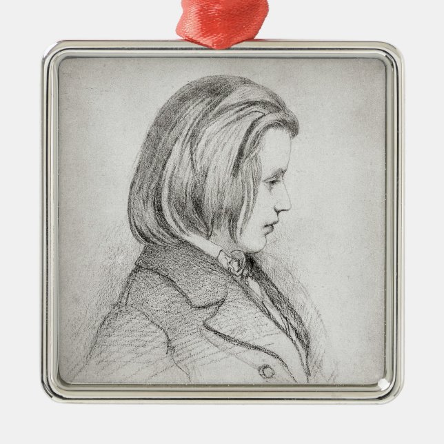 Porträt von Johanes Brahms alterte zwanzig, 1853 Silbernes Ornament (Vorne)