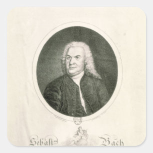 Porträt von Johann Sebastian Bach Quadratischer Aufkleber