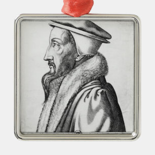 Porträt von Johannes Calvin alterte 53, 1564 Ornament Aus Metall