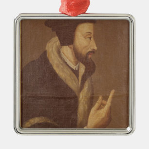 Porträt von Johannes Calvin Silbernes Ornament